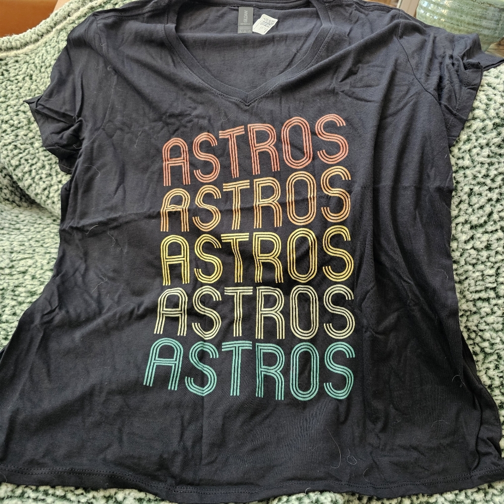 Houston Astros Retro Inspired Gildan Custom Printed XL Ladies Fit T-shirt